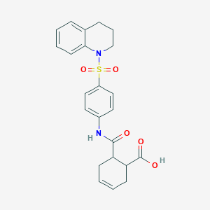 molecular formula C23H24N2O5S B1223825 6-[[4-(3,4-dihydro-2H-quinolin-1-ylsulfonyl)anilino]-oxomethyl]-1-cyclohex-3-enecarboxylic acid 