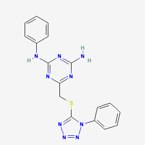 molecular formula C17H15N9S B1223828 N2-phenyl-6-[[(1-phenyl-5-tetrazolyl)thio]methyl]-1,3,5-triazine-2,4-diamine 