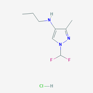 molecular formula C8H14ClF2N3 B12238317 1-(difluoromethyl)-3-methyl-N-propylpyrazol-4-amine;hydrochloride 