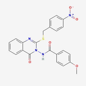 molecular formula C23H18N4O5S B1223832 4-甲氧基-N-[2-[(4-硝基苯基)甲硫基]-4-氧代-3-喹唑啉基]苯甲酰胺 