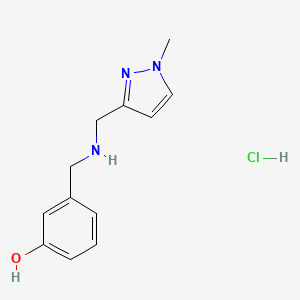 molecular formula C12H16ClN3O B12238334 3-[[(1-Methylpyrazol-3-yl)methylamino]methyl]phenol;hydrochloride 