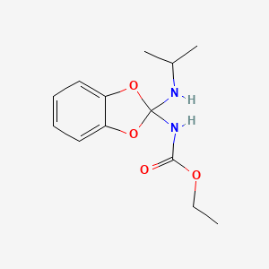 molecular formula C13H18N2O4 B1223837 N-[2-(propan-2-ylamino)-1,3-benzodioxol-2-yl]carbamic acid ethyl ester 