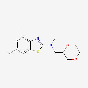 molecular formula C15H20N2O2S B12238380 N-[(1,4-dioxan-2-yl)methyl]-N,4,6-trimethyl-1,3-benzothiazol-2-amine 