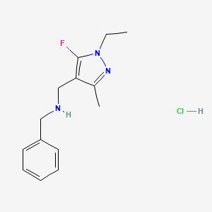 molecular formula C14H19ClFN3 B12238384 N-[(1-ethyl-5-fluoro-3-methylpyrazol-4-yl)methyl]-1-phenylmethanamine;hydrochloride 