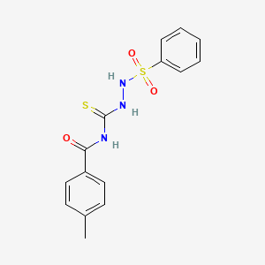 molecular formula C15H15N3O3S2 B1223839 N-[(benzenesulfonylhydrazo)-sulfanylidenemethyl]-4-methylbenzamide 