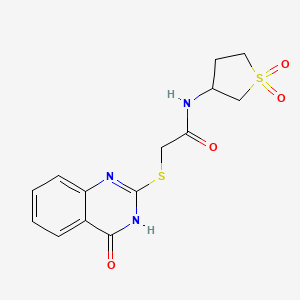 molecular formula C14H15N3O4S2 B12238414 N-(1,1-dioxidotetrahydrothiophen-3-yl)-2-[(4-hydroxyquinazolin-2-yl)sulfanyl]acetamide 