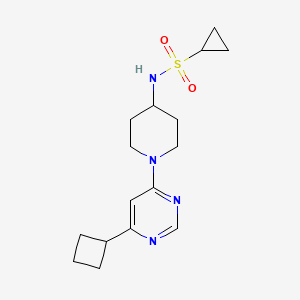 molecular formula C16H24N4O2S B12238720 N-[1-(6-cyclobutylpyrimidin-4-yl)piperidin-4-yl]cyclopropanesulfonamide 