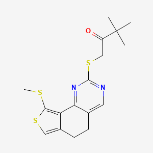 molecular formula C17H20N2OS3 B1223886 3,3-Dimethyl-1-[[9-(methylthio)-5,6-dihydrothieno[3,4-h]quinazolin-2-yl]thio]-2-butanone 