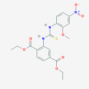 molecular formula C20H21N3O7S B1223895 2-[[(2-Methoxy-4-nitroanilino)-sulfanylidenemethyl]amino]benzene-1,4-dicarboxylic acid diethyl ester 