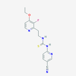 molecular formula C16H16FN5OS B1223898 N-[[3-Fluoro-4-ethoxy-pyrid-2-YL]ethyl]-N'-[5-nitrilomethyl-pyridyl]-thiourea 
