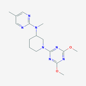 molecular formula C16H23N7O2 B12239033 N-[1-(4,6-dimethoxy-1,3,5-triazin-2-yl)piperidin-3-yl]-N,5-dimethylpyrimidin-2-amine 