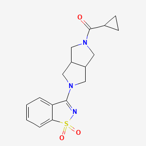 molecular formula C17H19N3O3S B12239094 Cyclopropyl-[2-(1,1-dioxo-1,2-benzothiazol-3-yl)-1,3,3a,4,6,6a-hexahydropyrrolo[3,4-c]pyrrol-5-yl]methanone 