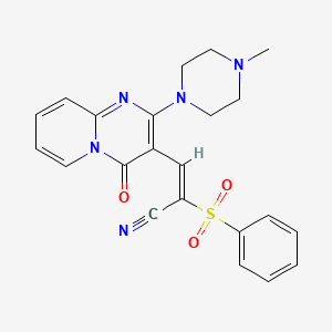 (E)-2-(benzenesulfonyl)-3-[2-(4-methylpiperazin-1-yl)-4-oxopyrido[1,2-a]pyrimidin-3-yl]prop-2-enenitrile