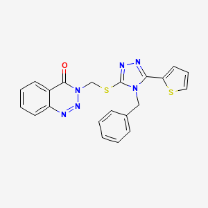 molecular formula C21H16N6OS2 B1223917 3-[[[4-(Phenylmethyl)-5-thiophen-2-yl-1,2,4-triazol-3-yl]thio]methyl]-1,2,3-benzotriazin-4-one 