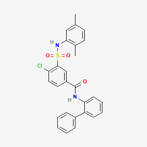 molecular formula C27H23ClN2O3S B1223921 4-chloro-3-[(2,5-dimethylphenyl)sulfamoyl]-N-(2-phenylphenyl)benzamide 