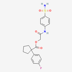 molecular formula C20H21FN2O5S B1223922 1-(4-Fluorophenyl)-1-cyclopentanecarboxylic acid [2-oxo-2-(4-sulfamoylanilino)ethyl] ester 