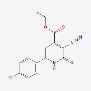 molecular formula C15H11ClN2O3 B1223924 6-(4-chlorophenyl)-3-cyano-2-oxo-1H-pyridine-4-carboxylic acid ethyl ester 
