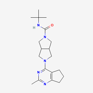 molecular formula C19H29N5O B12239240 N-tert-butyl-5-{2-methyl-5H,6H,7H-cyclopenta[d]pyrimidin-4-yl}-octahydropyrrolo[3,4-c]pyrrole-2-carboxamide 
