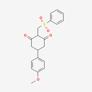 molecular formula C20H20O5S B1223927 2-[(benzenesulfonyl)methyl]-5-(4-methoxyphenyl)cyclohexane-1,3-dione CAS No. 306978-17-6