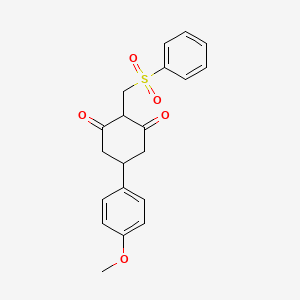 molecular formula C20H20O5S B1223927 2-(Benzenesulfonylmethyl)-5-(4-methoxyphenyl)cyclohexane-1,3-dione CAS No. 306978-17-6
