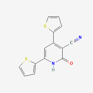 molecular formula C14H8N2OS2 B1223930 2-oxo-4,6-dithiophen-2-yl-1H-pyridine-3-carbonitrile 