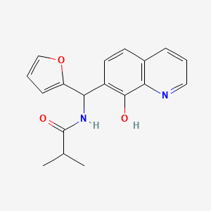 molecular formula C18H18N2O3 B1223934 N-[2-furanyl-(8-hydroxy-7-quinolinyl)methyl]-2-methylpropanamide 