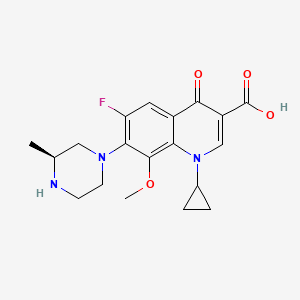 molecular formula C19H22FN3O4 B1223939 1-cyclopropyl-6-fluoro-8-methoxy-7-[(3S)-3-methylpiperazin-1-yl]-4-oxo-1,4-dihydroquinoline-3-carboxylic acid 