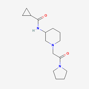 molecular formula C15H25N3O2 B12239393 N-{1-[2-oxo-2-(pyrrolidin-1-yl)ethyl]piperidin-3-yl}cyclopropanecarboxamide 