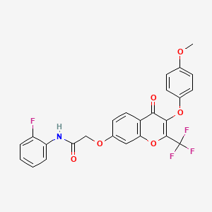 molecular formula C25H17F4NO6 B1223940 N-(2-fluorophenyl)-2-[3-(4-methoxyphenoxy)-4-oxo-2-(trifluoromethyl)chromen-7-yl]oxyacetamide 