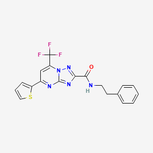 molecular formula C19H14F3N5OS B1223941 N-(2-PHENYLETHYL)-5-(THIOPHEN-2-YL)-7-(TRIFLUOROMETHYL)-[1,2,4]TRIAZOLO[1,5-A]PYRIMIDINE-2-CARBOXAMIDE 