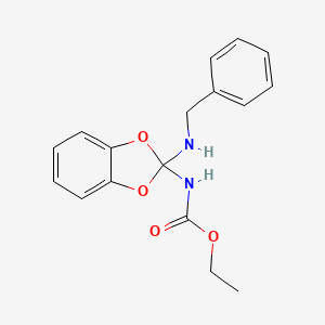 molecular formula C17H18N2O4 B1223950 N-[2-[(phenylmethyl)amino]-1,3-benzodioxol-2-yl]carbamic acid ethyl ester 