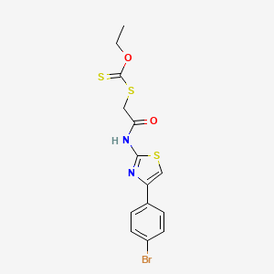 molecular formula C14H13BrN2O2S3 B1223958 [[2-[[4-(4-bromophenyl)-2-thiazolyl]amino]-2-oxoethyl]thio]methanethioic acid O-ethyl ester 