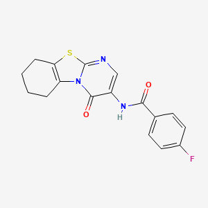 molecular formula C17H14FN3O2S B1223961 4-fluoro-N-(4-oxo-6,7,8,9-tetrahydropyrimido[2,1-b][1,3]benzothiazol-3-yl)benzamide 