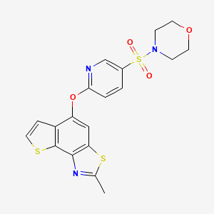 molecular formula C19H17N3O4S3 B1223962 4-[[6-[(2-Methyl-5-thieno[2,3-e][1,3]benzothiazolyl)oxy]-3-pyridinyl]sulfonyl]morpholine 