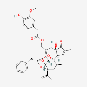molecular formula C37H40O9 B1223964 [(1R,2R,6R,10S,11R,13R,15R,17R)-13-benzyl-6-hydroxy-4,17-dimethyl-5-oxo-15-prop-1-en-2-yl-12,14,18-trioxapentacyclo[11.4.1.01,10.02,6.011,15]octadeca-3,8-dien-8-yl]methyl 2-(4-hydroxy-3-methoxyphenyl)acetate 