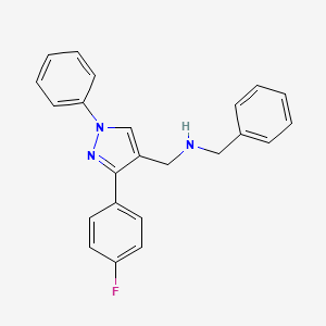 molecular formula C23H20FN3 B1223982 N-[[3-(4-fluorophenyl)-1-phenyl-4-pyrazolyl]methyl]-1-phenylmethanamine 