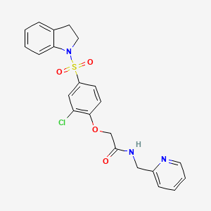 molecular formula C22H20ClN3O4S B1223983 2-[2-chloro-4-(2,3-dihydroindol-1-ylsulfonyl)phenoxy]-N-(2-pyridinylmethyl)acetamide 