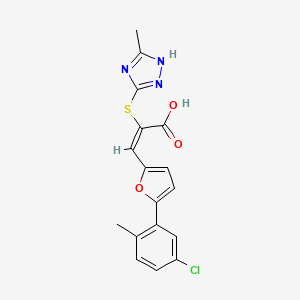 molecular formula C17H14ClN3O3S B1223985 (E)-3-[5-(5-chloro-2-methylphenyl)furan-2-yl]-2-[(5-methyl-1H-1,2,4-triazol-3-yl)sulfanyl]prop-2-enoic acid 