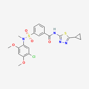 molecular formula C21H21ClN4O5S2 B1223995 3-[(5-chloro-2,4-dimethoxyphenyl)-methylsulfamoyl]-N-(5-cyclopropyl-1,3,4-thiadiazol-2-yl)benzamide 