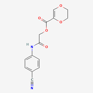 molecular formula C14H12N2O5 B1223999 2,3-Dihydro-1,4-dioxin-5-carboxylic acid [2-(4-cyanoanilino)-2-oxoethyl] ester 