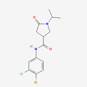 molecular formula C14H16BrClN2O2 B1224009 N-(4-bromo-3-chlorophenyl)-5-oxo-1-propan-2-yl-3-pyrrolidinecarboxamide 