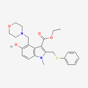 molecular formula C24H28N2O4S B1224017 ETHYL 5-HYDROXY-1-METHYL-4-[(MORPHOLIN-4-YL)METHYL]-2-[(PHENYLSULFANYL)METHYL]-1H-INDOLE-3-CARBOXYLATE 