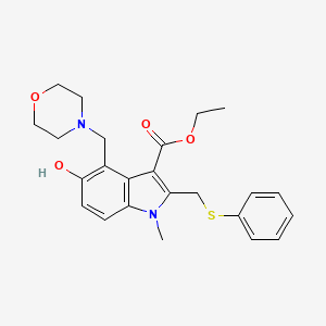 molecular formula C24H28N2O4S B1224017 5-Hydroxy-1-methyl-4-(4-morpholinylmethyl)-2-[(phenylthio)methyl]-3-indolecarboxylic acid ethyl ester 