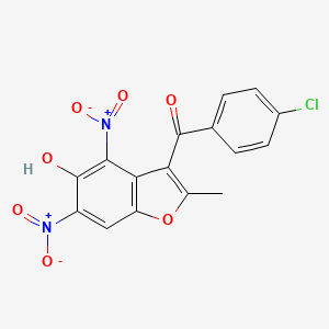 molecular formula C16H9ClN2O7 B1224019 (4-Chlorophenyl)-(5-hydroxy-2-methyl-4,6-dinitro-3-benzofuranyl)methanone 