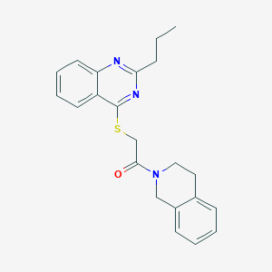 molecular formula C22H23N3OS B1224021 1-(3,4-dihydro-1H-isoquinolin-2-yl)-2-[(2-propyl-4-quinazolinyl)thio]ethanone 