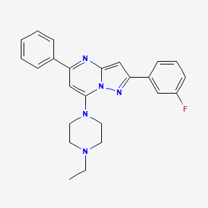 molecular formula C24H24FN5 B1224022 7-(4-Ethyl-1-piperazinyl)-2-(3-fluorophenyl)-5-phenylpyrazolo[1,5-a]pyrimidine 