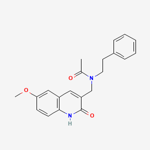 molecular formula C21H22N2O3 B1224023 N-[(6-methoxy-2-oxo-1H-quinolin-3-yl)methyl]-N-(2-phenylethyl)acetamide 