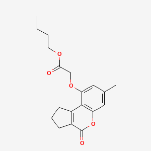 molecular formula C19H22O5 B1224027 BUTYL 2-({7-METHYL-4-OXO-1H,2H,3H,4H-CYCLOPENTA[C]CHROMEN-9-YL}OXY)ACETATE 