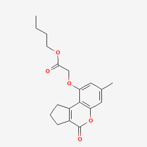 molecular formula C19H22O5 B1224027 2-[(7-methyl-4-oxo-2,3-dihydro-1H-cyclopenta[c][1]benzopyran-9-yl)oxy]acetic acid butyl ester 