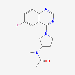molecular formula C15H17FN4O B12240346 N-[1-(6-fluoroquinazolin-4-yl)pyrrolidin-3-yl]-N-methylacetamide 